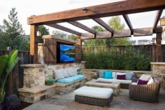 outdoor tv in seating area